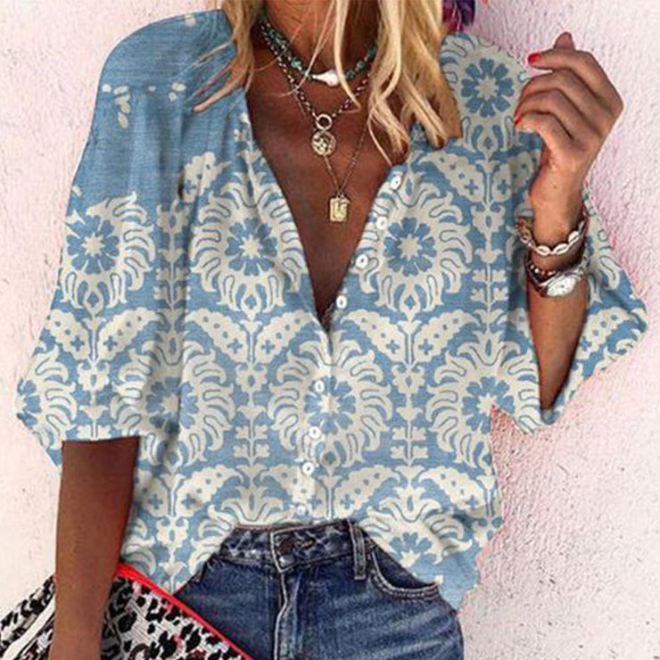 Fashionable blue print top