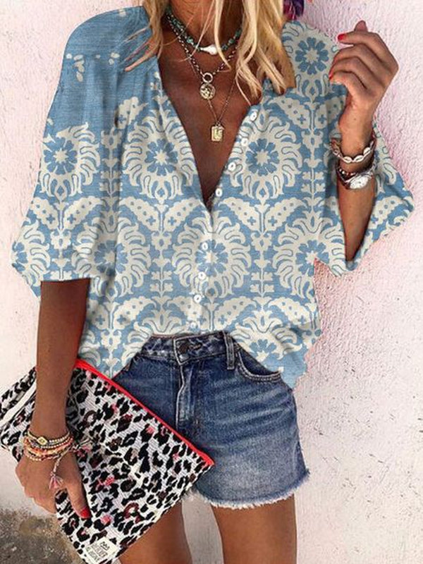 Fashionable blue print top