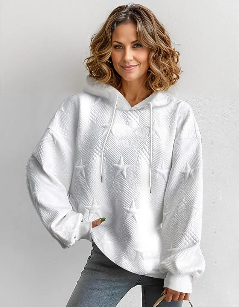 White monochrome sweatshirt with long sleeves