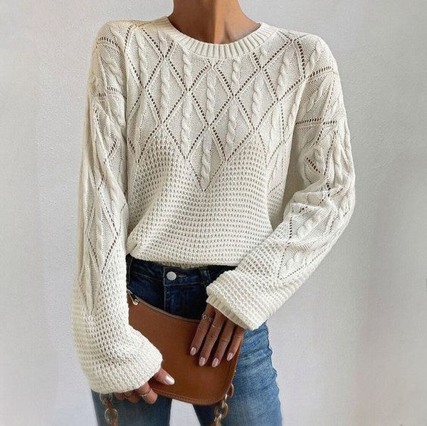 Solid color crew neck sweater