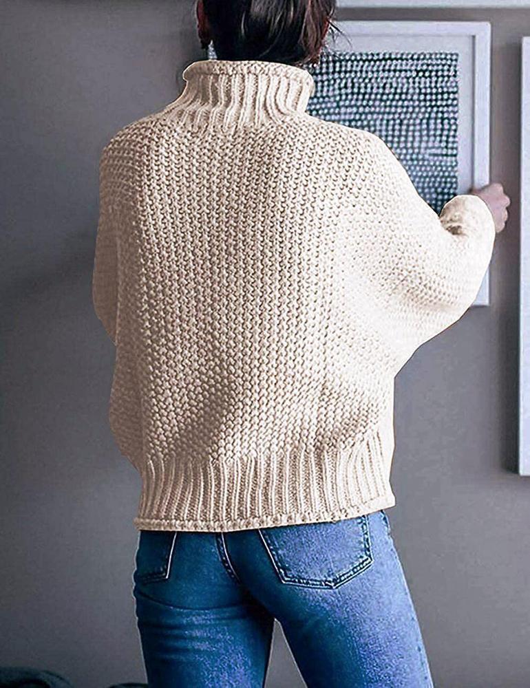 Solid color sweater with long sleeves