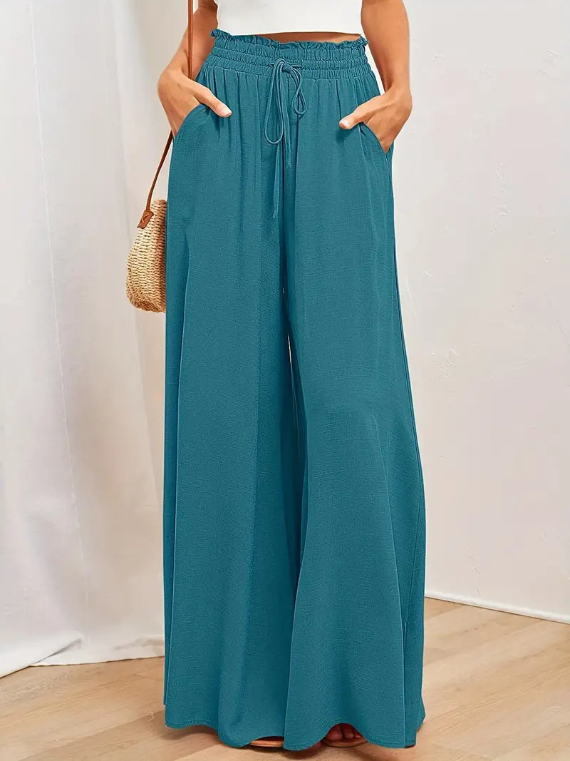 Turquoise Relaxed Light Palazzo Summer Pants