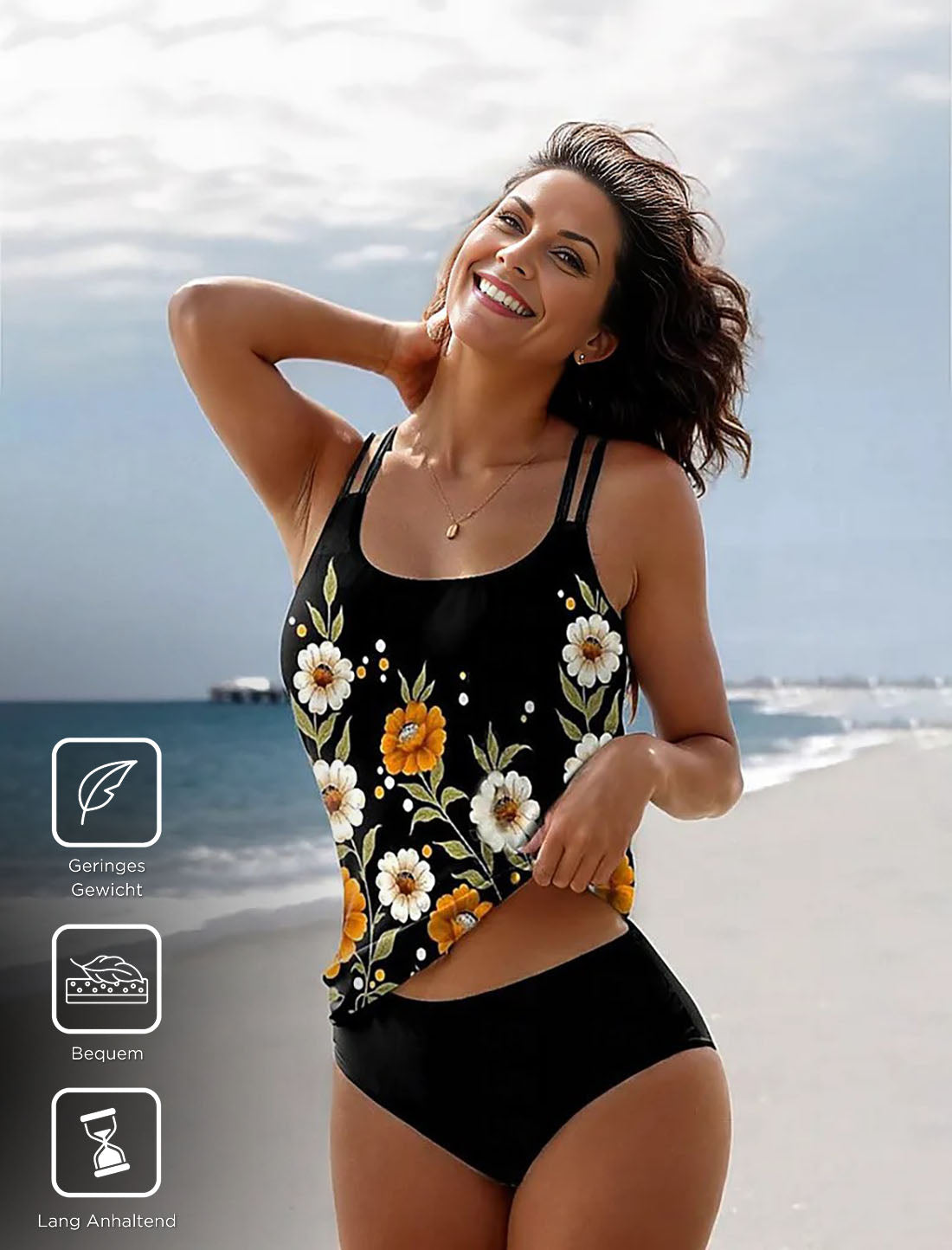 Elegant strapped swimwear with floral print