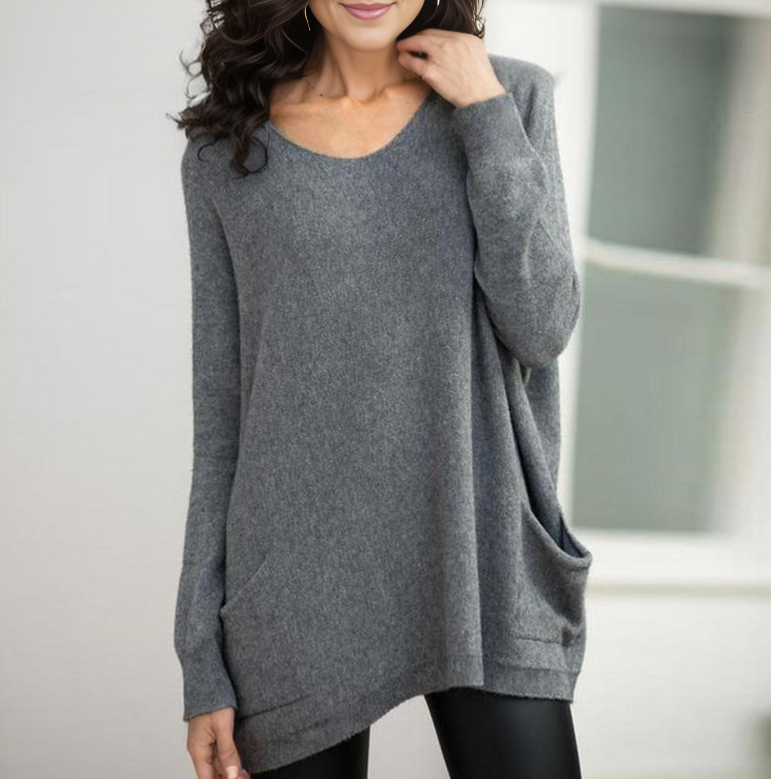 Simple grey solid color sweater