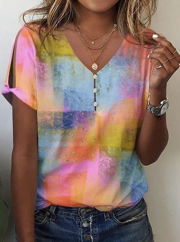 Striking short sleeve print top