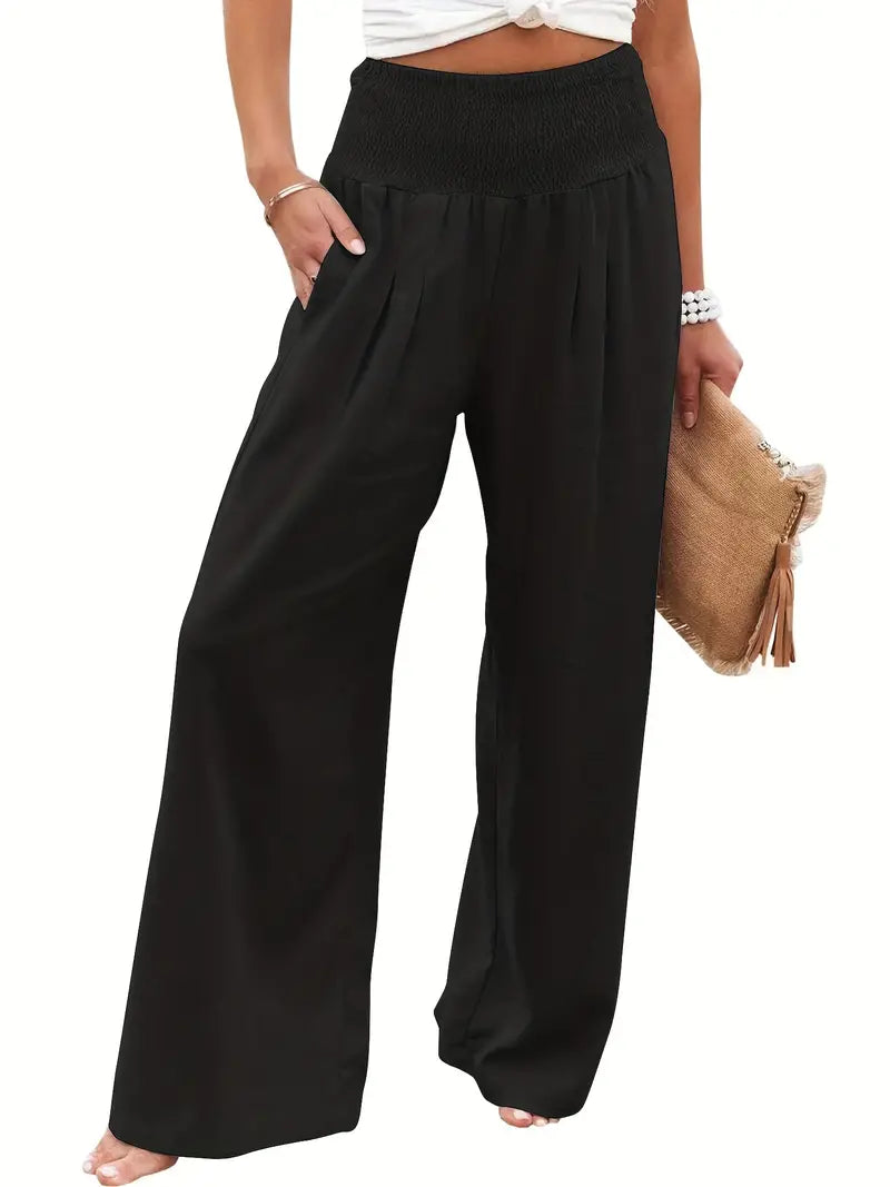 Black Elegant Casual Beach Palazzo Pants