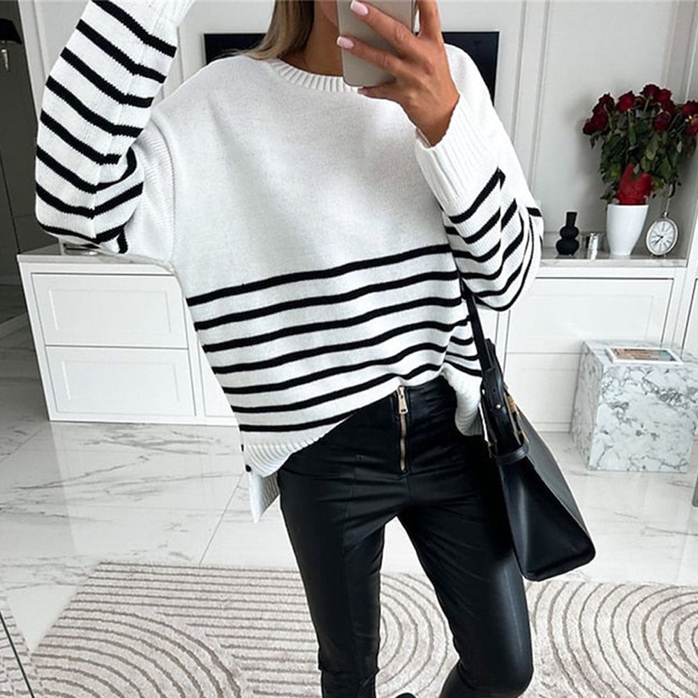 Black and white striped sweater