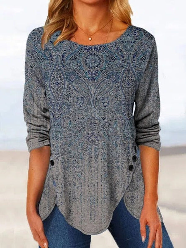 Blue Ombre Fade Luxe Print Tunic Top