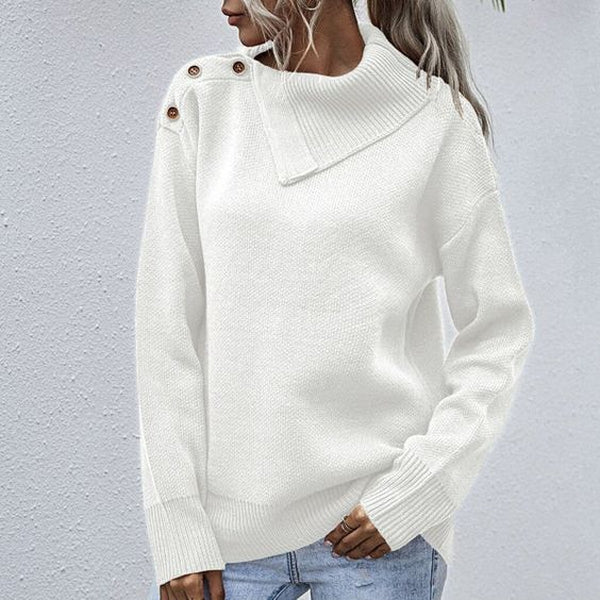 Comfortable monochrome long sleeve sweater