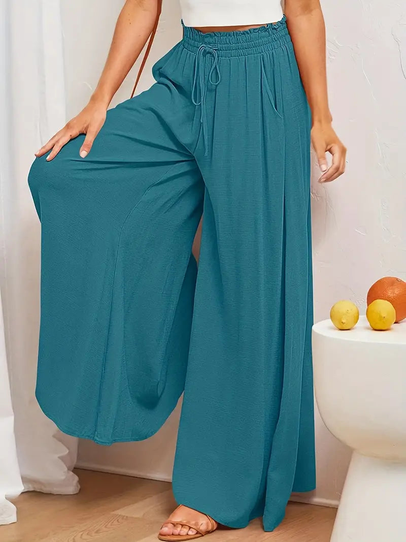 Turquoise Relaxed Light Palazzo Summer Pants