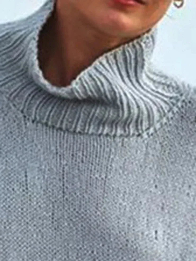 Distinctive simple sweater with high neckline