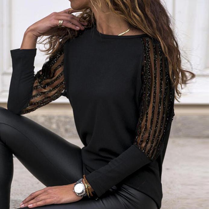 Chic round neck top with long sleeves