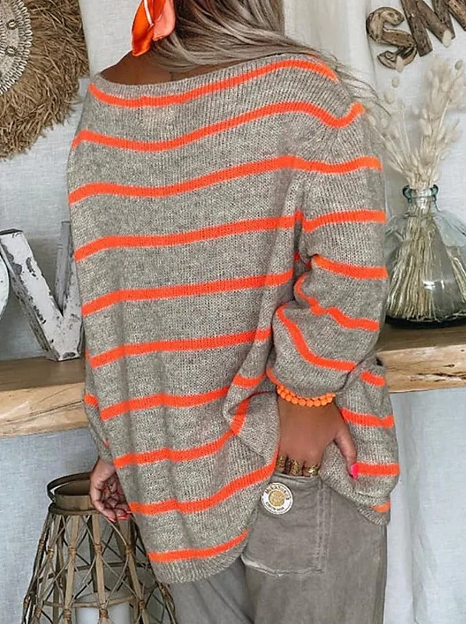 Chic striped crew neck sweater