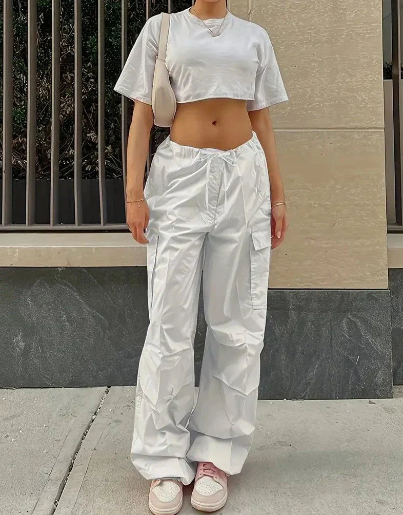 White Airy Elegance Streetstyle Palazzo Pants