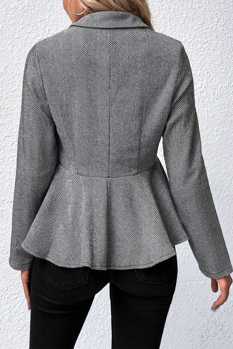 Basic Grey Solid Color Outerwear