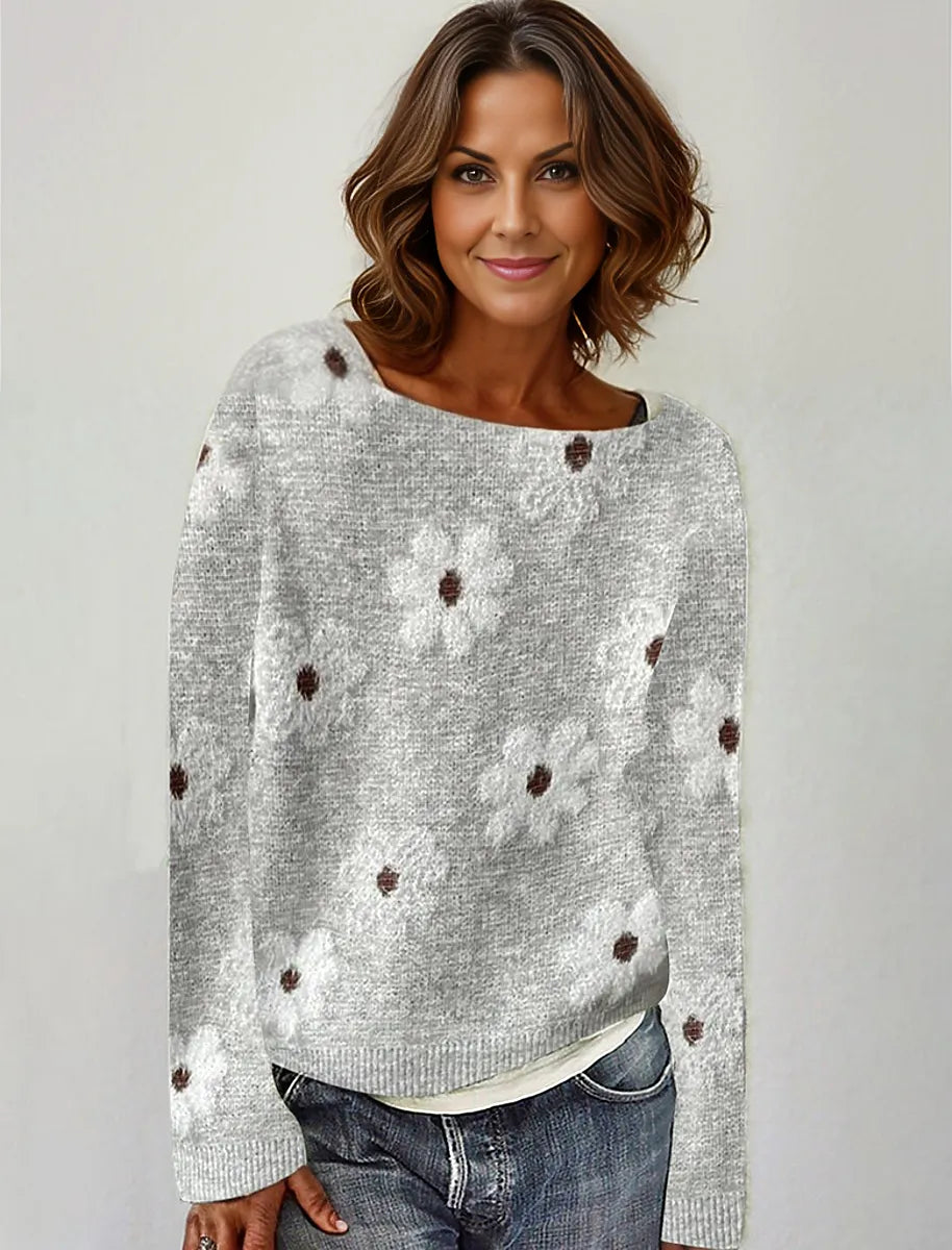 Fashionable long sleeve sweater with print