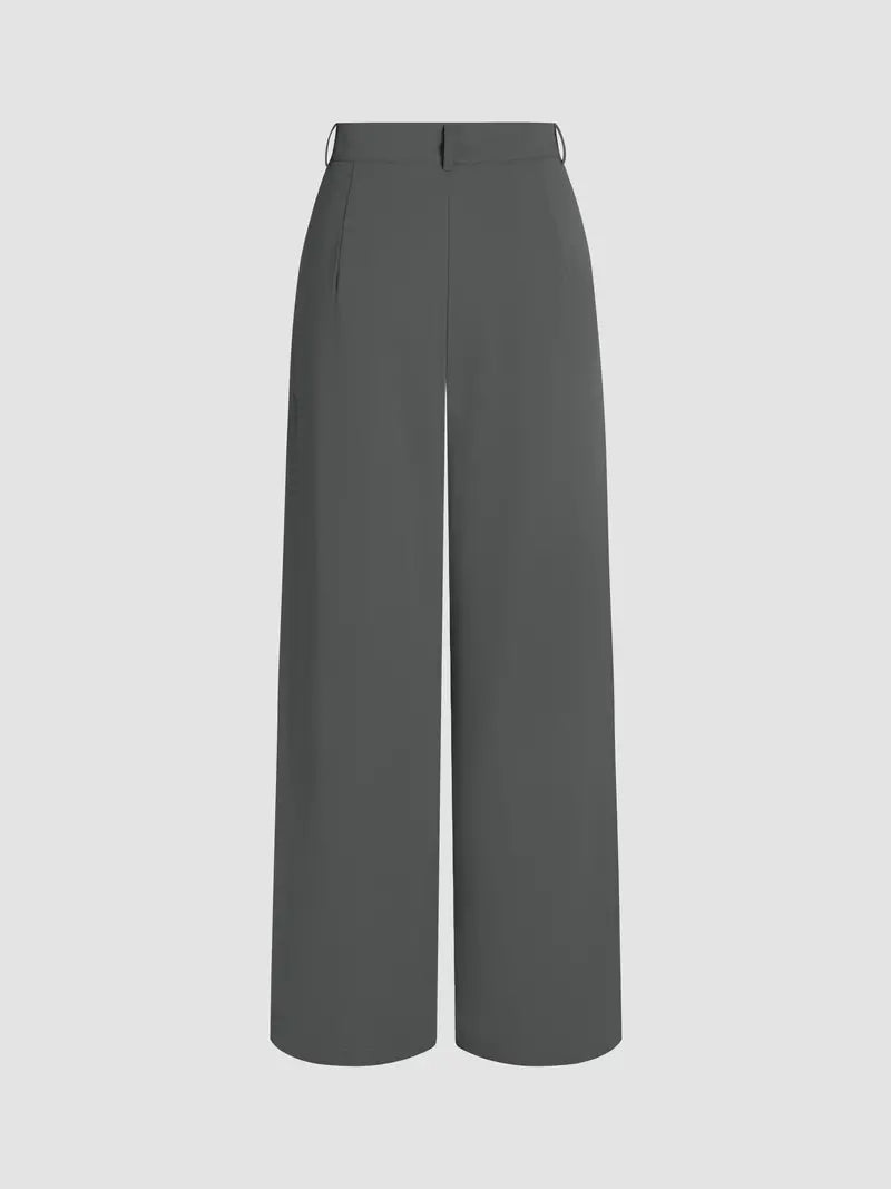 Anthracite Elegant Wide Leg Office Pants