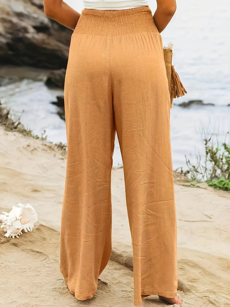 Safari Chic Linen Wide Leg Summer Pants