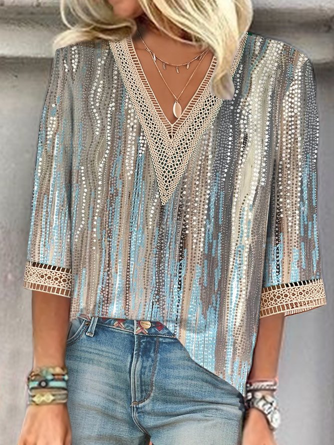 Dreamy Print 3/4-Sleeve Top