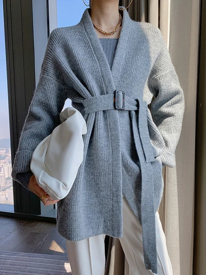 Comfortable grey solid color sweater