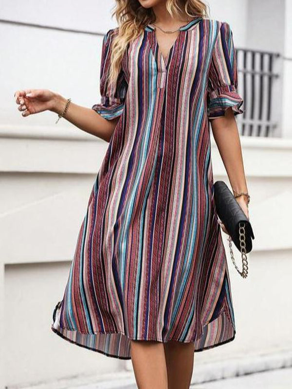 Chic multicolor striped midi dress