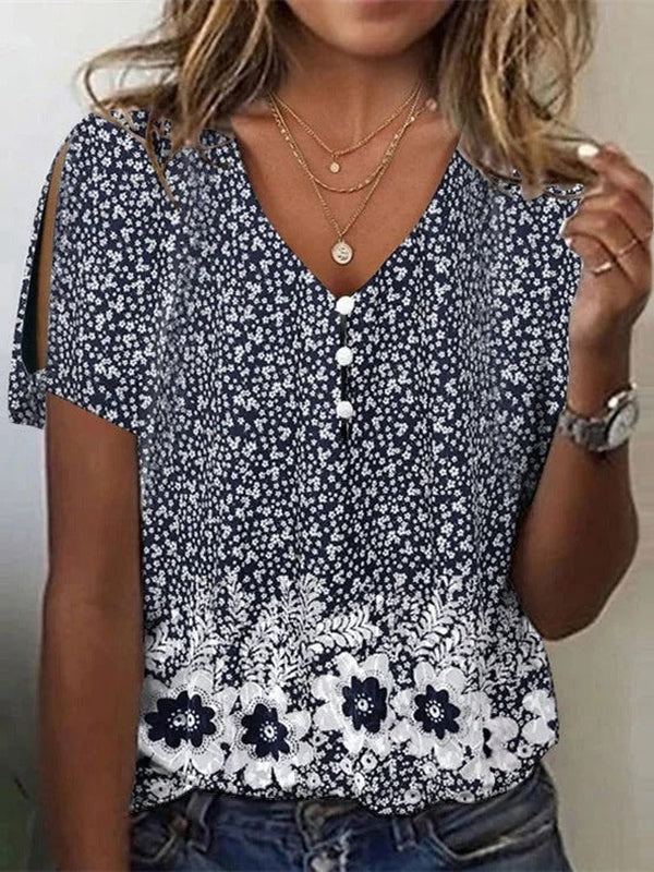 Stylish short sleeve print top