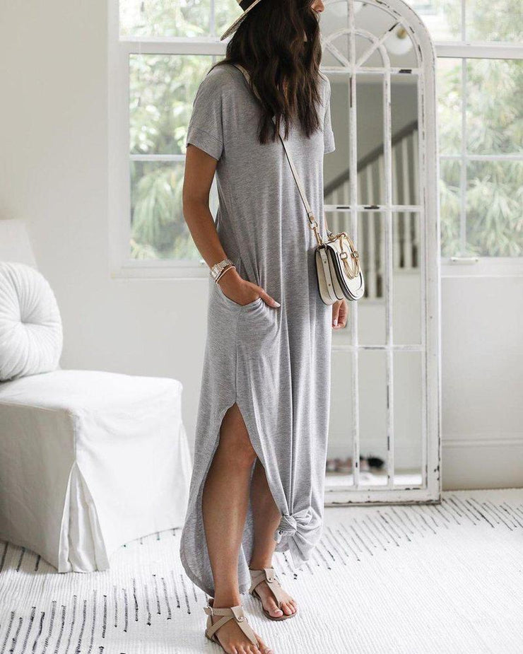 Count on Me Light grey maxi dress