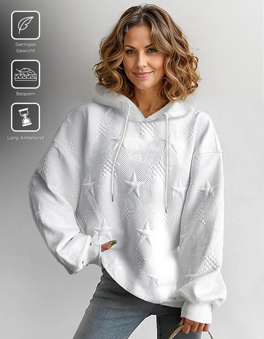 White monochrome sweatshirt with long sleeves