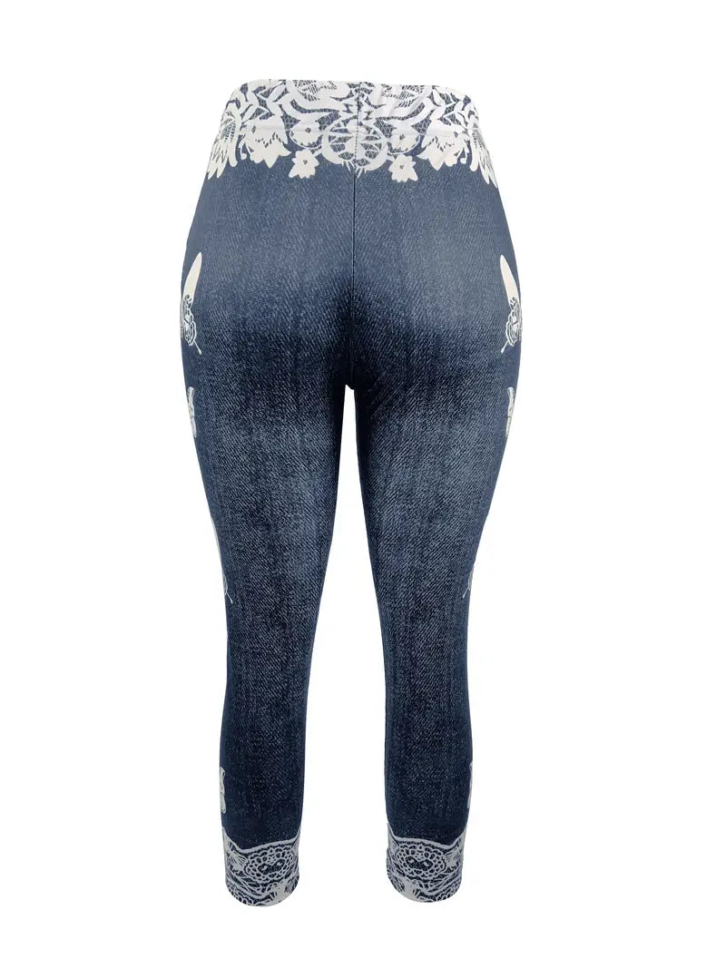 Butterfly Lace Denim Capri Magic Jeans