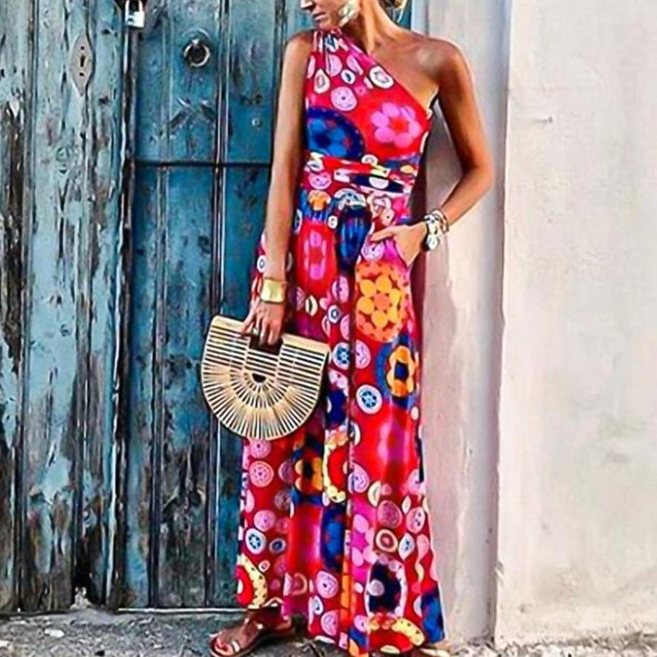 Made to Play One Shoulder Printed Maxi Dress