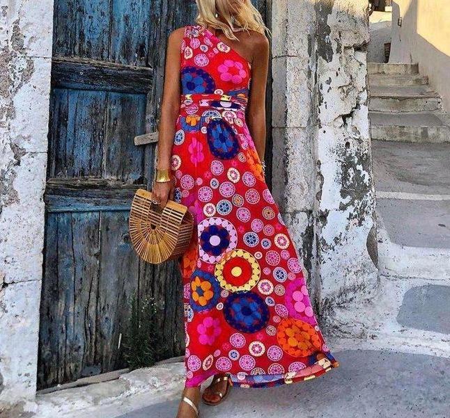 Made to Play One Shoulder Printed Maxi Dress