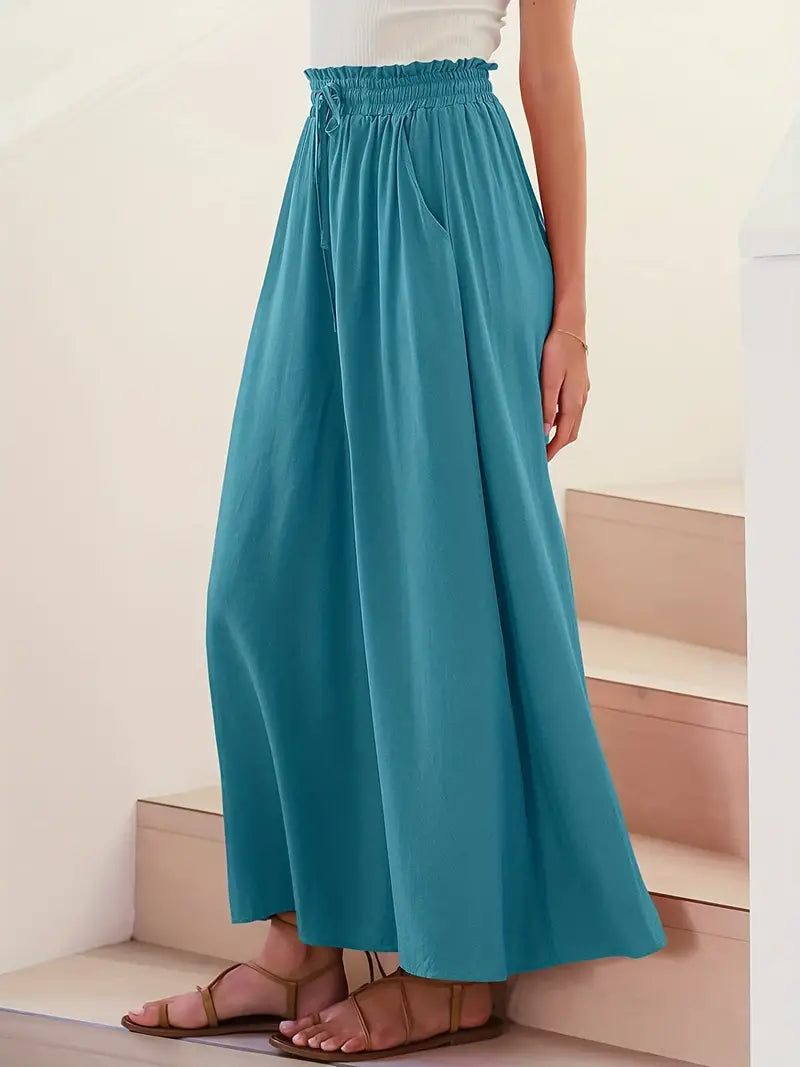 Turquoise Relaxed Light Palazzo Summer Pants