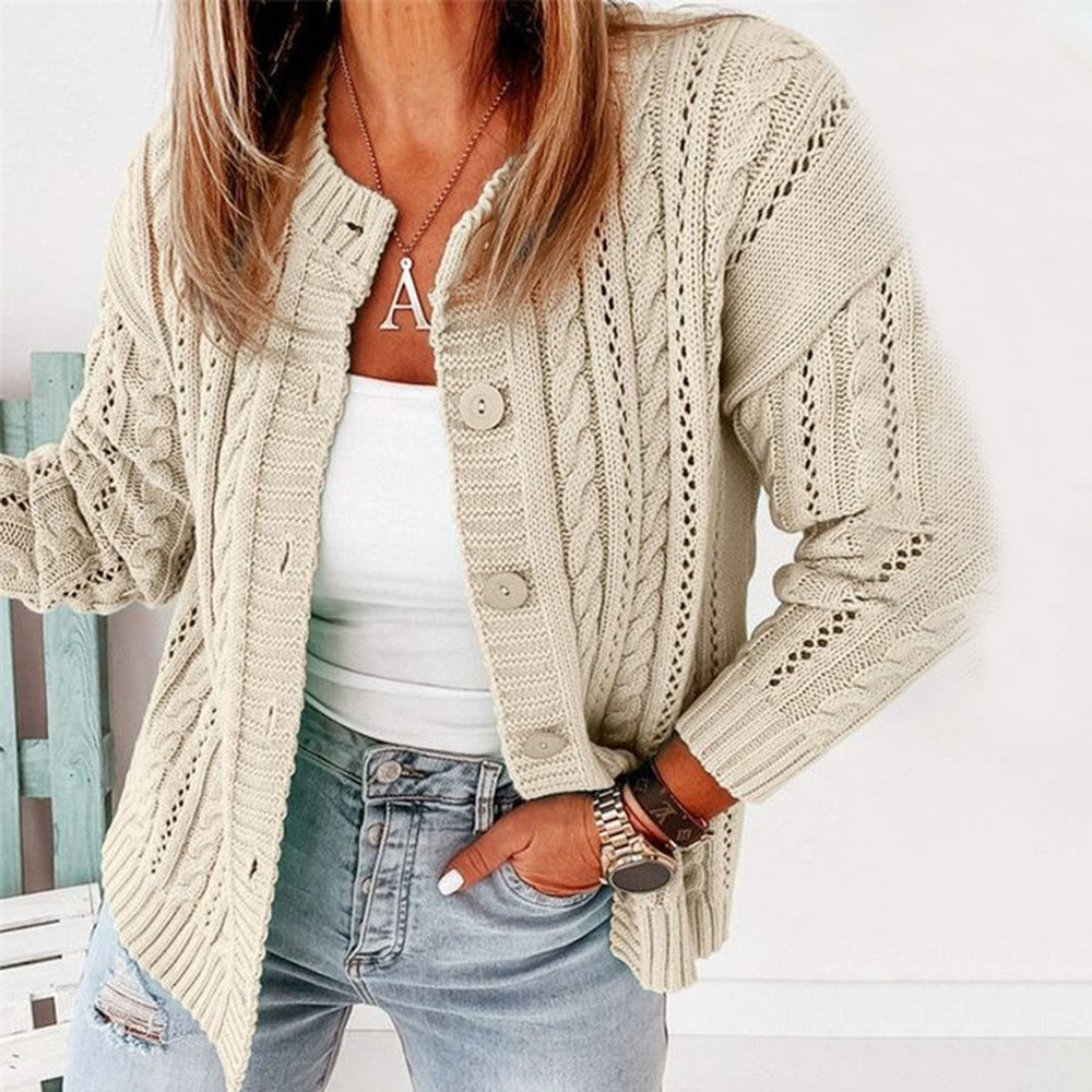 Beige cardigan with button placket