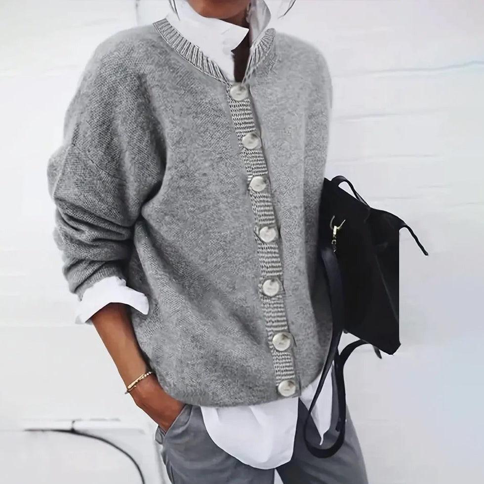 Unique monochrome grey sweater with long sleeves