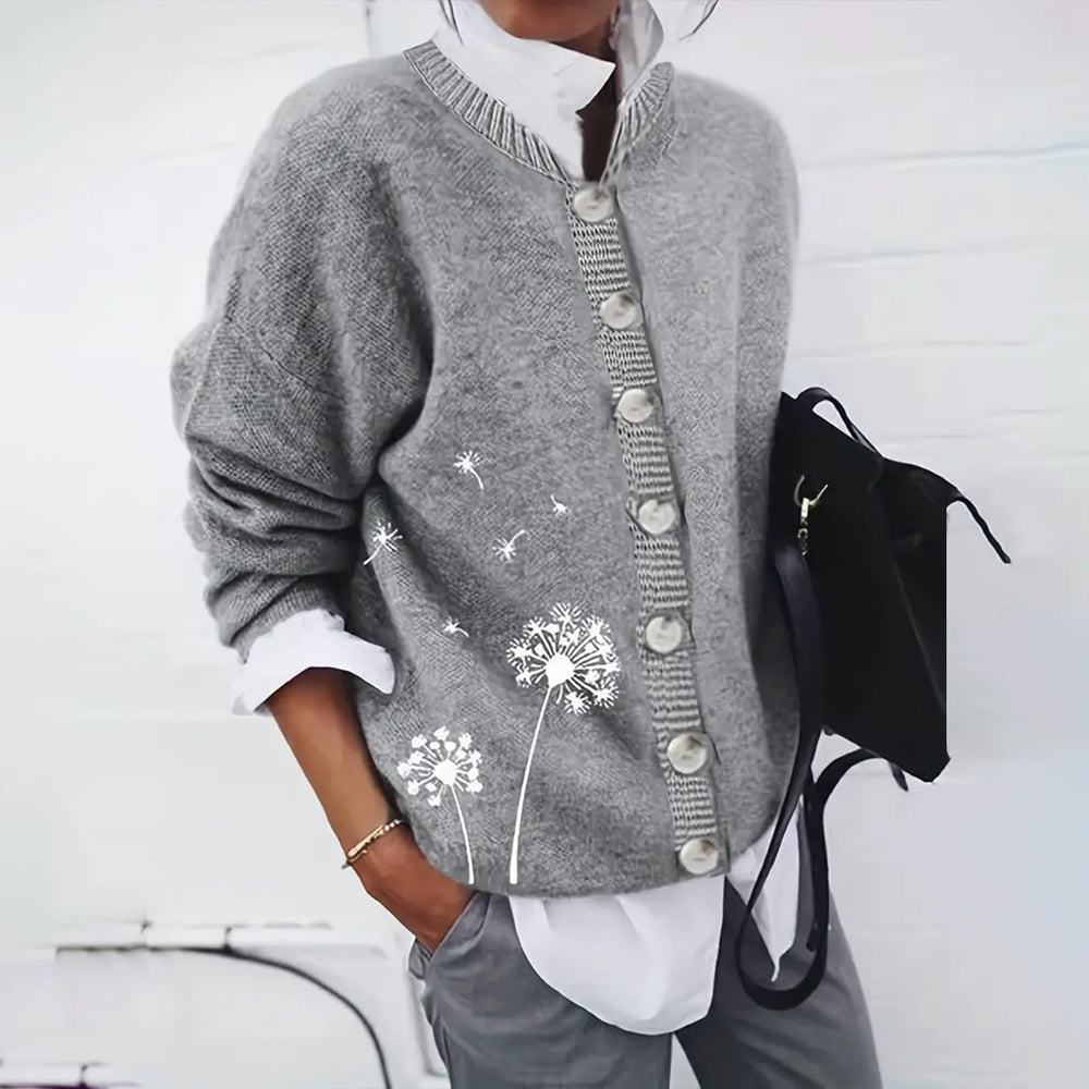 Grey long sleeve sweater with print