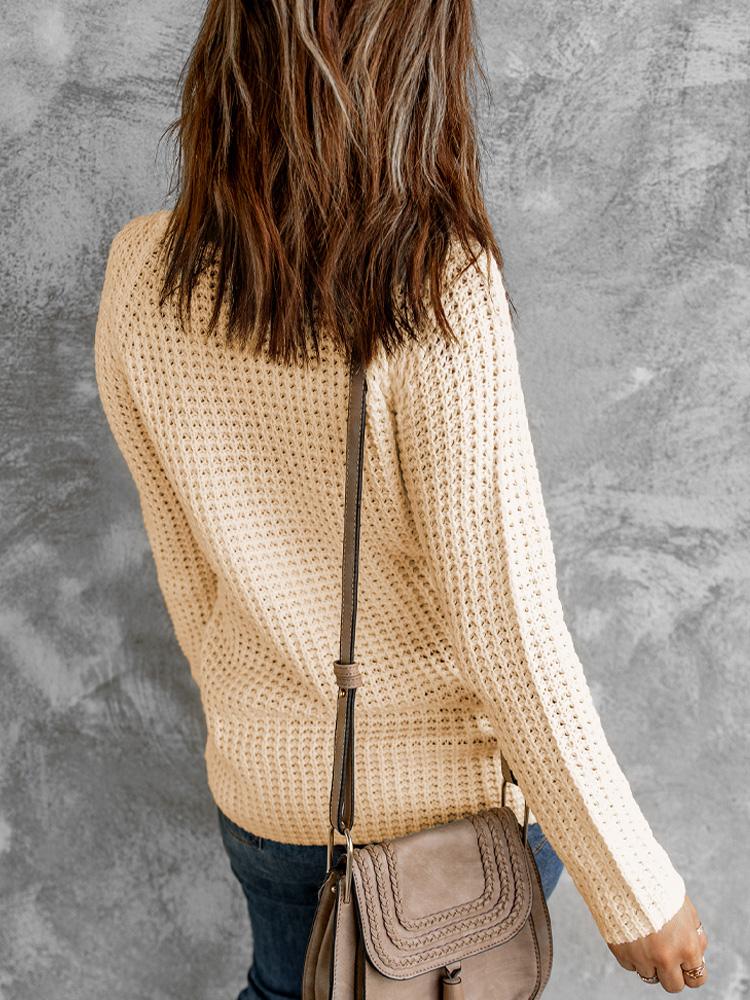 Solid color turtleneck sweater in apricot