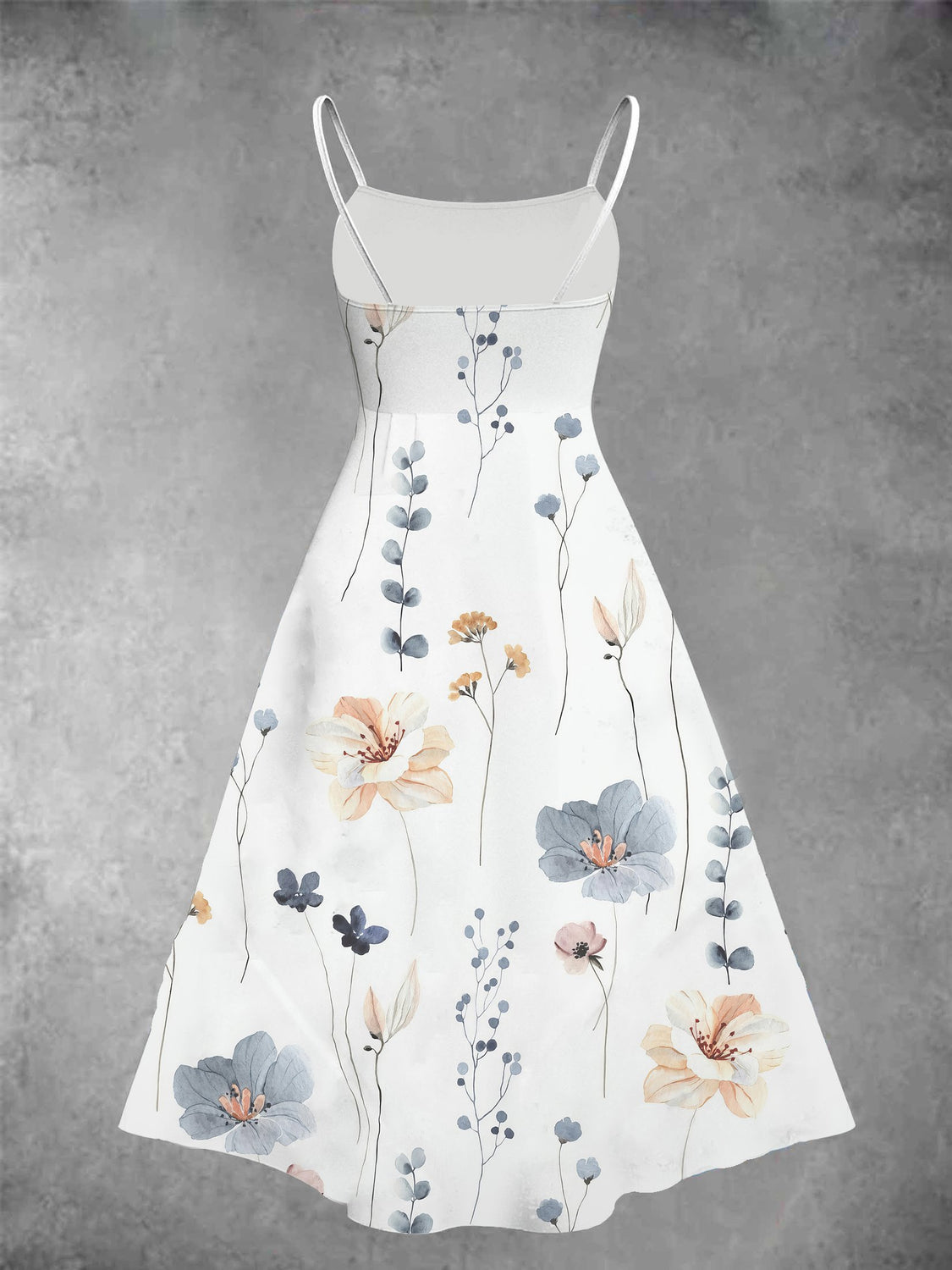 Women's two-piece white dress with floral print