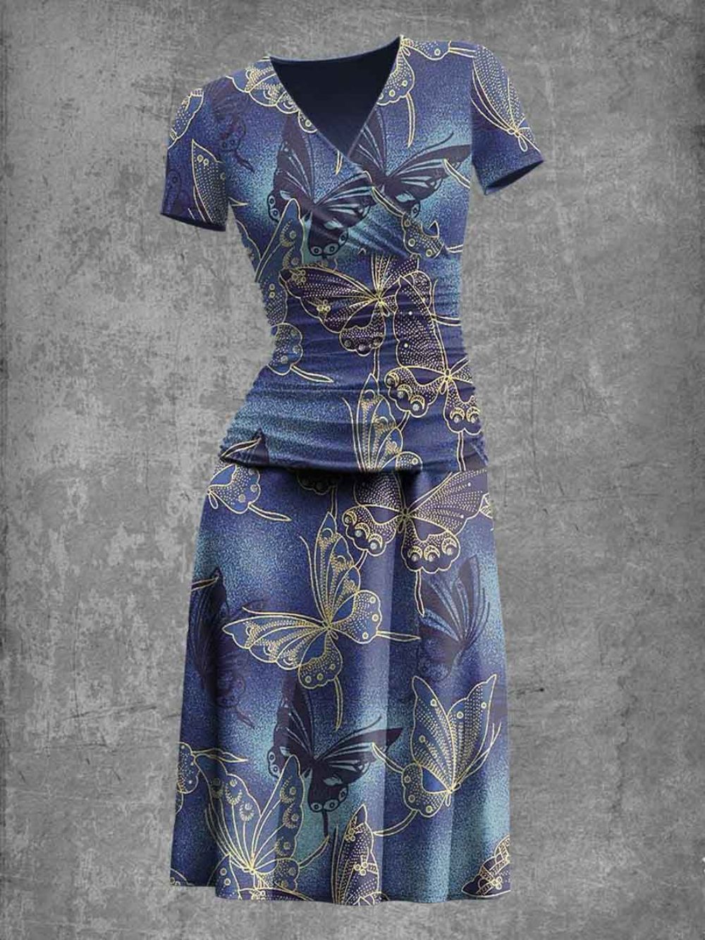 Women Butterfly Art Print Midi Dress