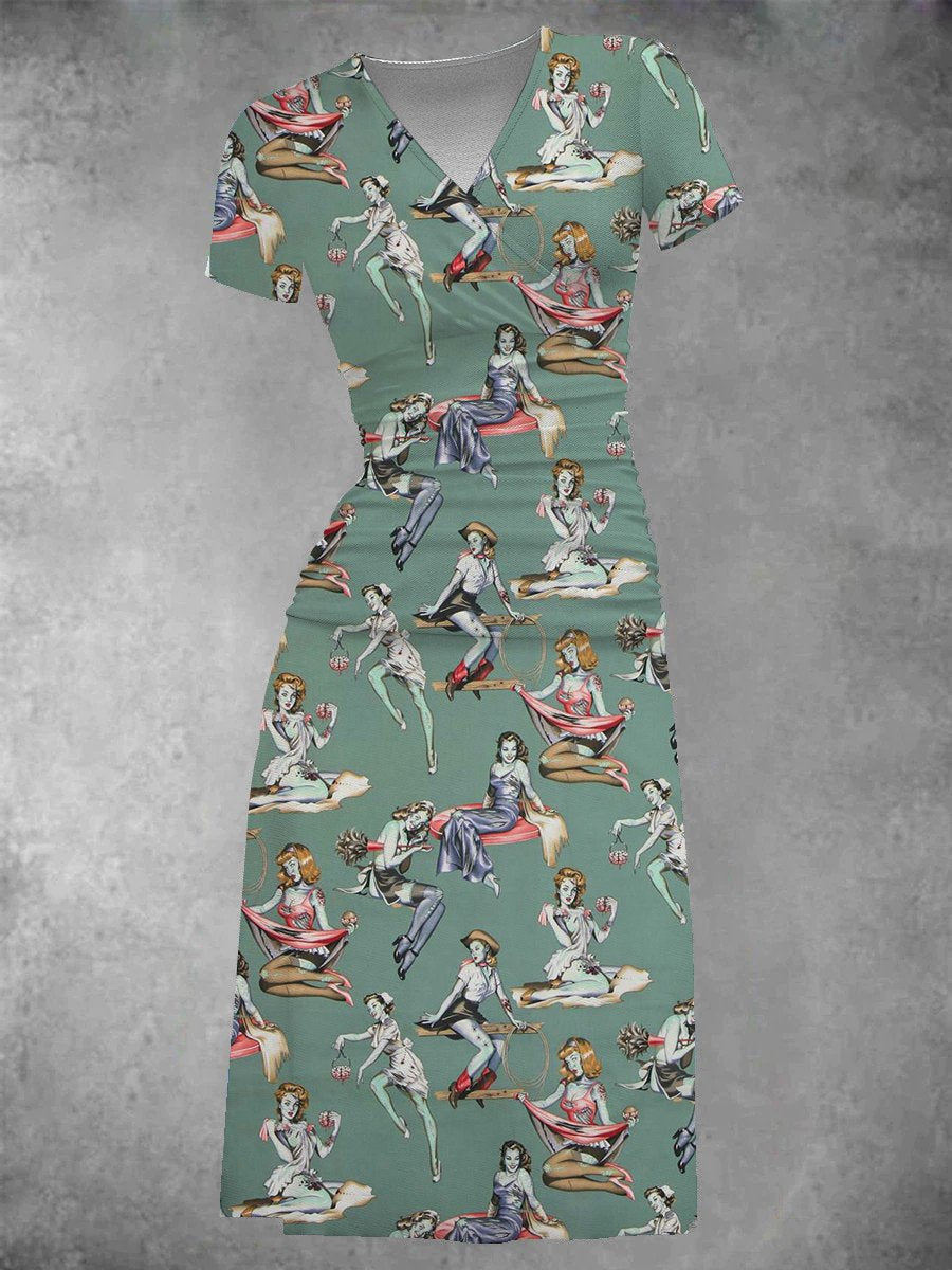 Midi dress for women with zombie print