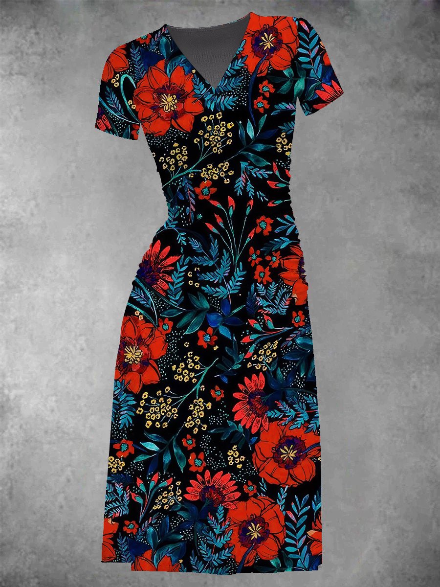 Floral Print Midi Dress for Women