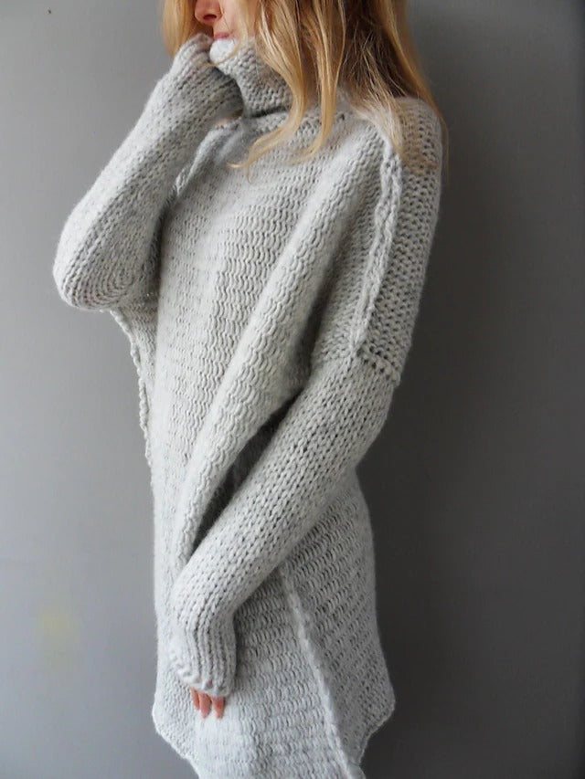 Grey sweater with open seam and oversize