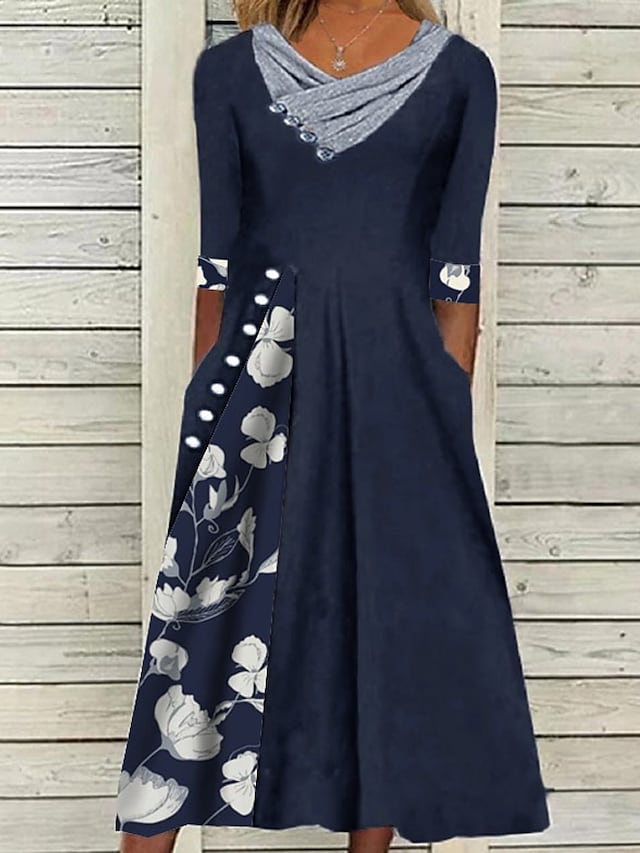 Romantic blue midi dress with half sleeves