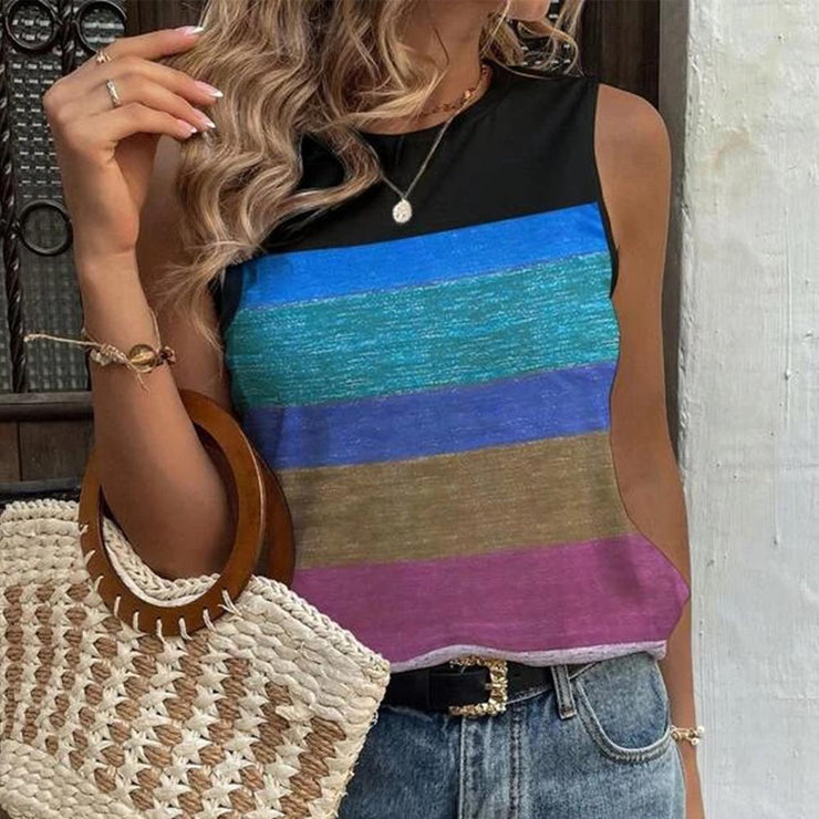 Chic sleeveless color block top