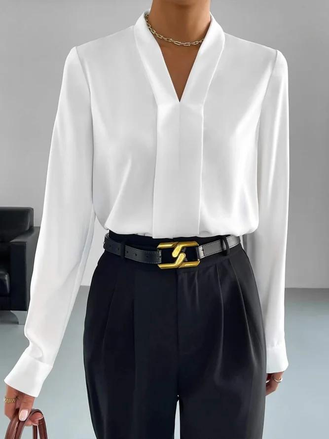 White plain top with V-neck