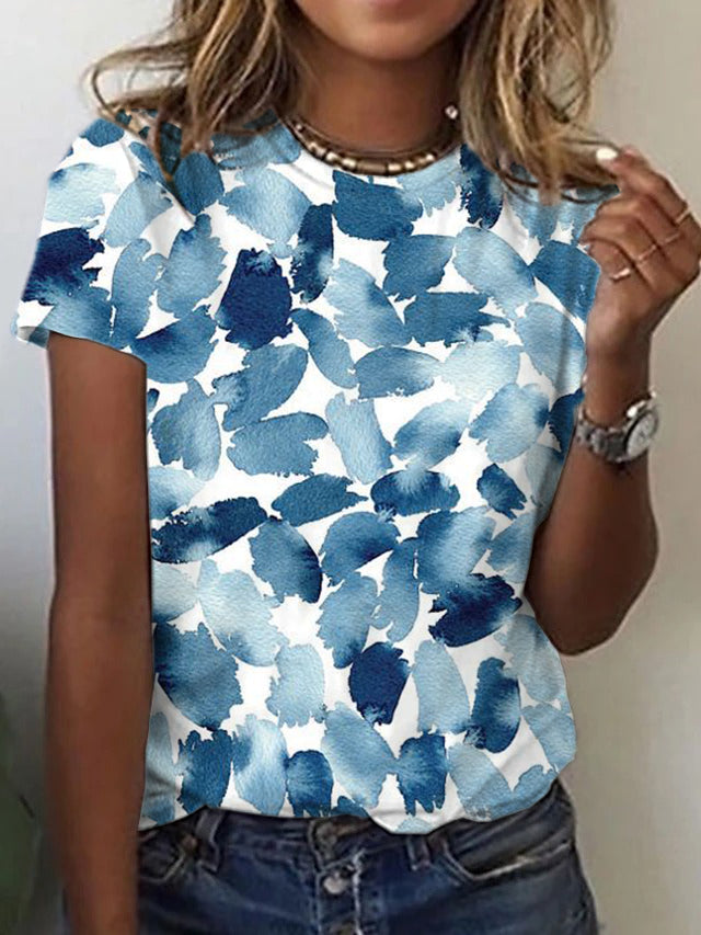 Blue printed short sleeve top