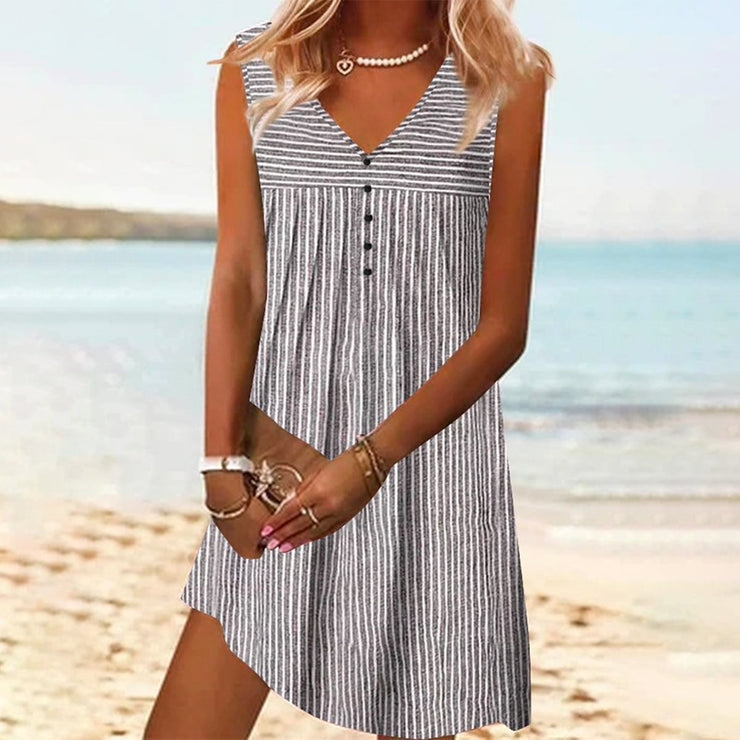 Casual sleeveless print mini dress