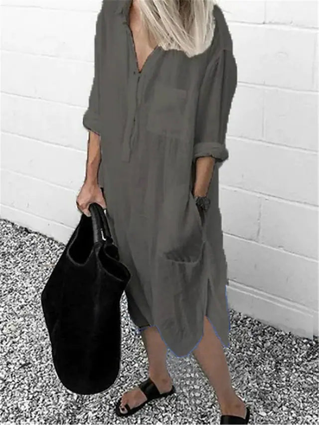 Versatile Elegance Wonderful shirt dress in white or grey