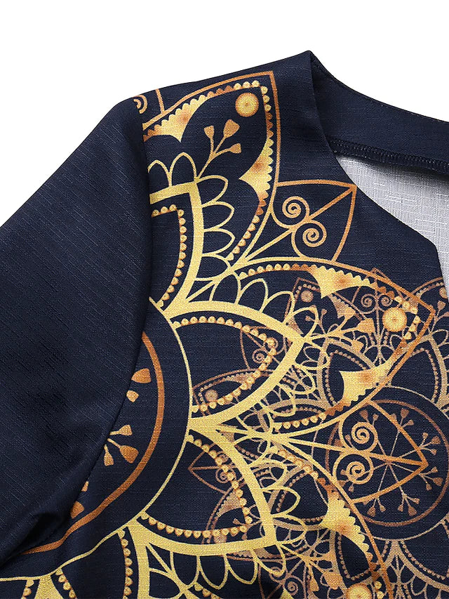 Golden Midnight Stunning dress in navy blue with golden design pattern